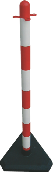 Afzetpost kunststof h 950 mm rnd 40 mm (S) rood/wit met voet excl. ketting